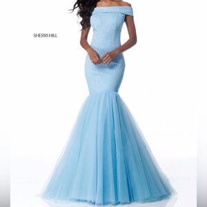 Sherri Hill Blue Dance Costume with Tulle Skirt